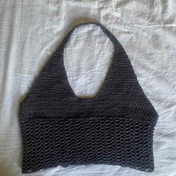 Womens Black Crop-top